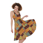 Ethnic Tiki Pattern Print Women's Sleeveless Dress