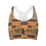Ethnic Tiki Pattern Print Women's Sports Bra
