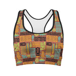 Ethnic Tiki Pattern Print Women's Sports Bra