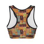 Ethnic Tiki Pattern Print Women's Sports Bra