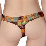 Ethnic Tiki Pattern Print Women's Thong