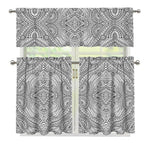 Ethnic Zentangle Pattern Print 3 Piece Kitchen Curtains
