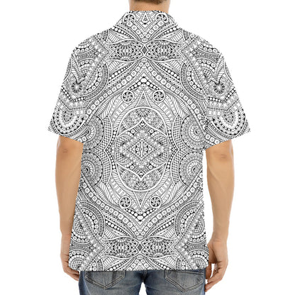 Ethnic Zentangle Pattern Print Aloha Shirt