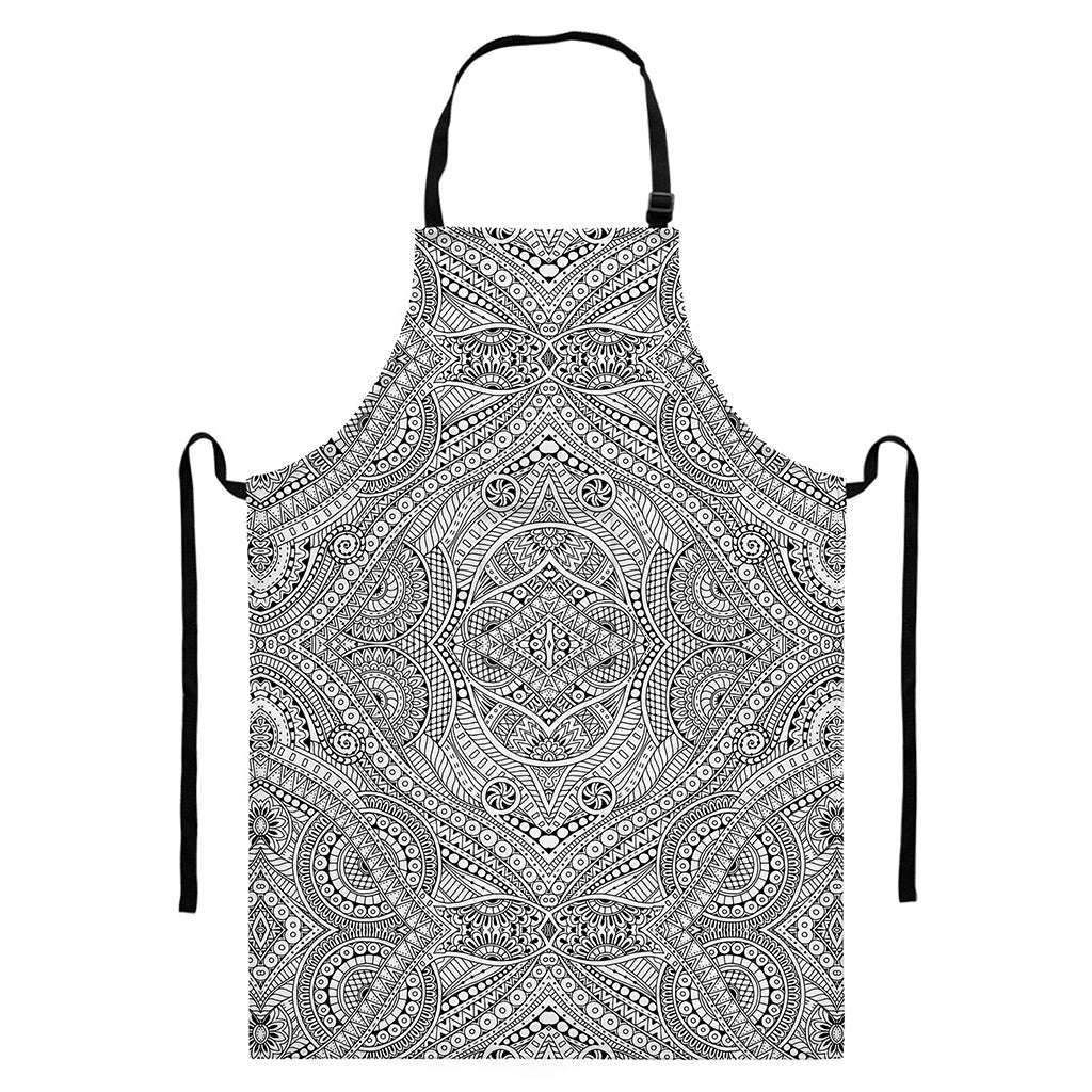 Ethnic Zentangle Pattern Print Bib Apron With Pocket
