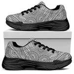 Ethnic Zentangle Pattern Print Black Chunky Shoes