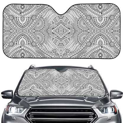 Ethnic Zentangle Pattern Print Car Windshield Sun Shade