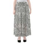 Ethnic Zentangle Pattern Print Chiffon Maxi Skirt