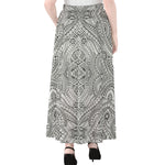 Ethnic Zentangle Pattern Print Chiffon Maxi Skirt