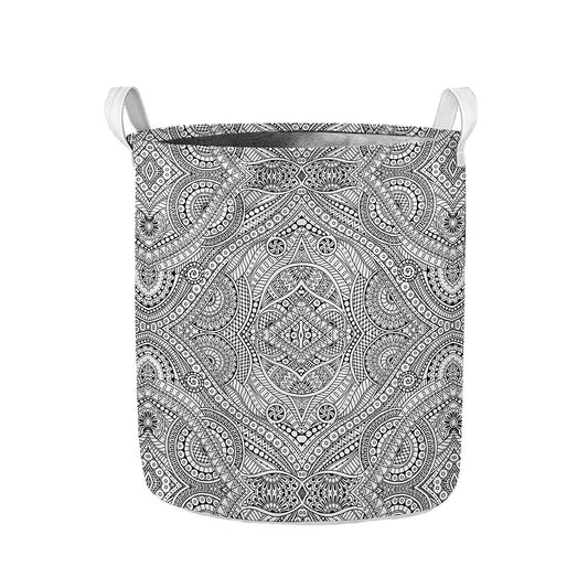 Ethnic Zentangle Pattern Print Collapsible Laundry Basket