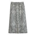 Ethnic Zentangle Pattern Print Cotton Front Slit Maxi Skirt