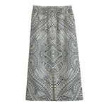 Ethnic Zentangle Pattern Print Cotton Front Slit Maxi Skirt