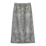 Ethnic Zentangle Pattern Print Cotton Front Slit Maxi Skirt