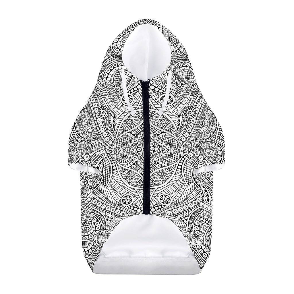 Ethnic Zentangle Pattern Print Dog Zip Up Hoodie