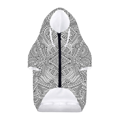 Ethnic Zentangle Pattern Print Dog Zip Up Hoodie