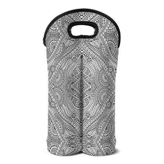 Ethnic Zentangle Pattern Print Double Neoprene Wine Tote