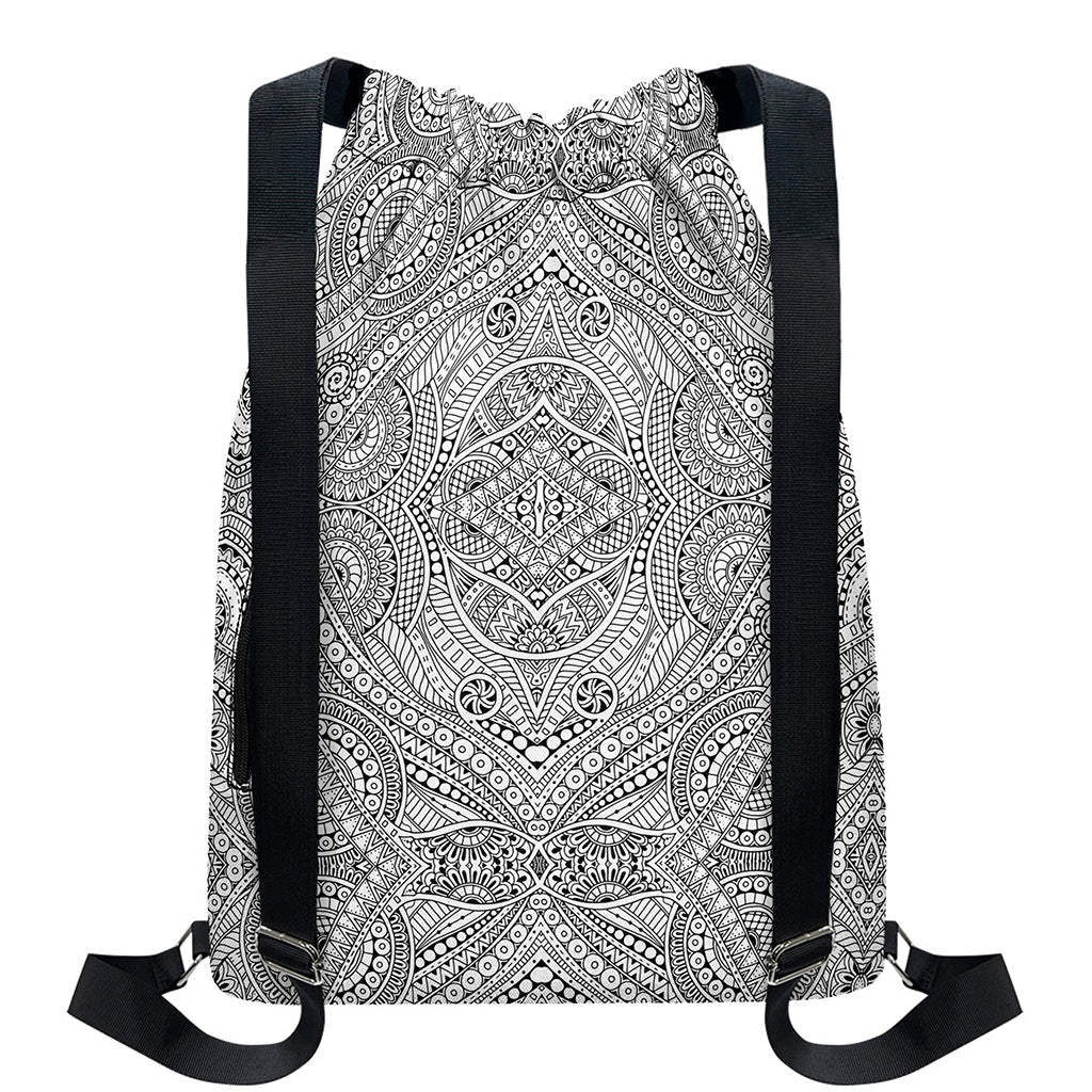 Ethnic Zentangle Pattern Print Drawstring Backpack
