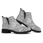 Ethnic Zentangle Pattern Print Flat Ankle Boots