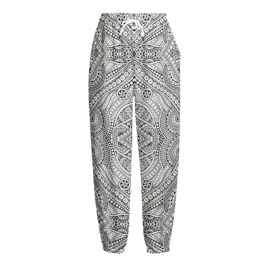 Ethnic Zentangle Pattern Print Fleece Lined Knit Pants