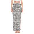 Ethnic Zentangle Pattern Print High Slit Maxi Skirt