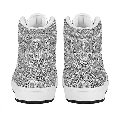 Ethnic Zentangle Pattern Print High Top Leather Sneakers