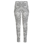 Ethnic Zentangle Pattern Print High-Waisted Pocket Leggings