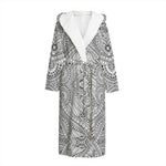Ethnic Zentangle Pattern Print Hooded Bathrobe