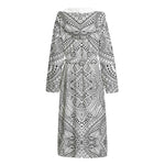 Ethnic Zentangle Pattern Print Hooded Bathrobe