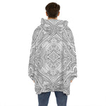 Ethnic Zentangle Pattern Print Hoodie Blanket