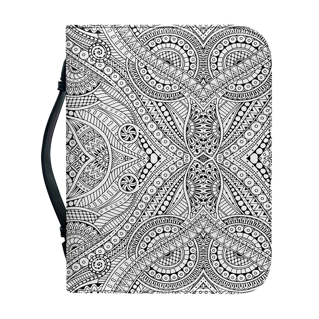 Ethnic Zentangle Pattern Print Leather Bible Cover