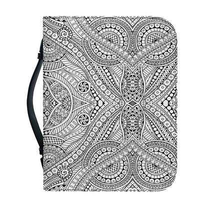 Ethnic Zentangle Pattern Print Leather Bible Cover