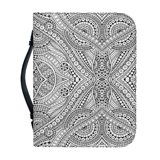 Ethnic Zentangle Pattern Print Leather Bible Cover