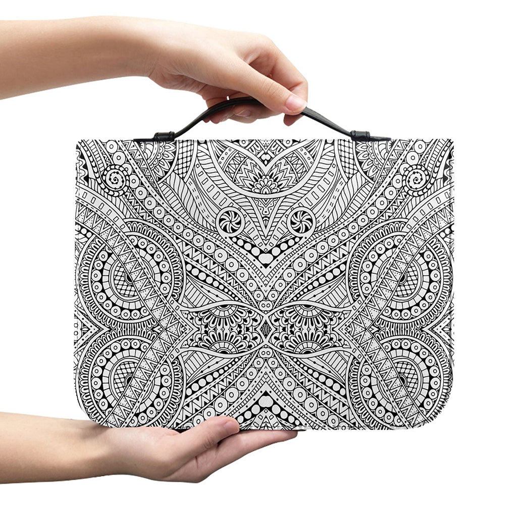 Ethnic Zentangle Pattern Print Leather Bible Cover