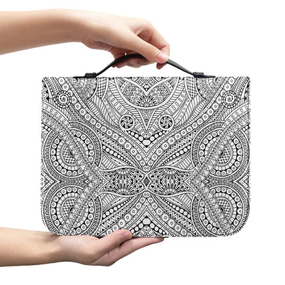 Ethnic Zentangle Pattern Print Leather Bible Cover
