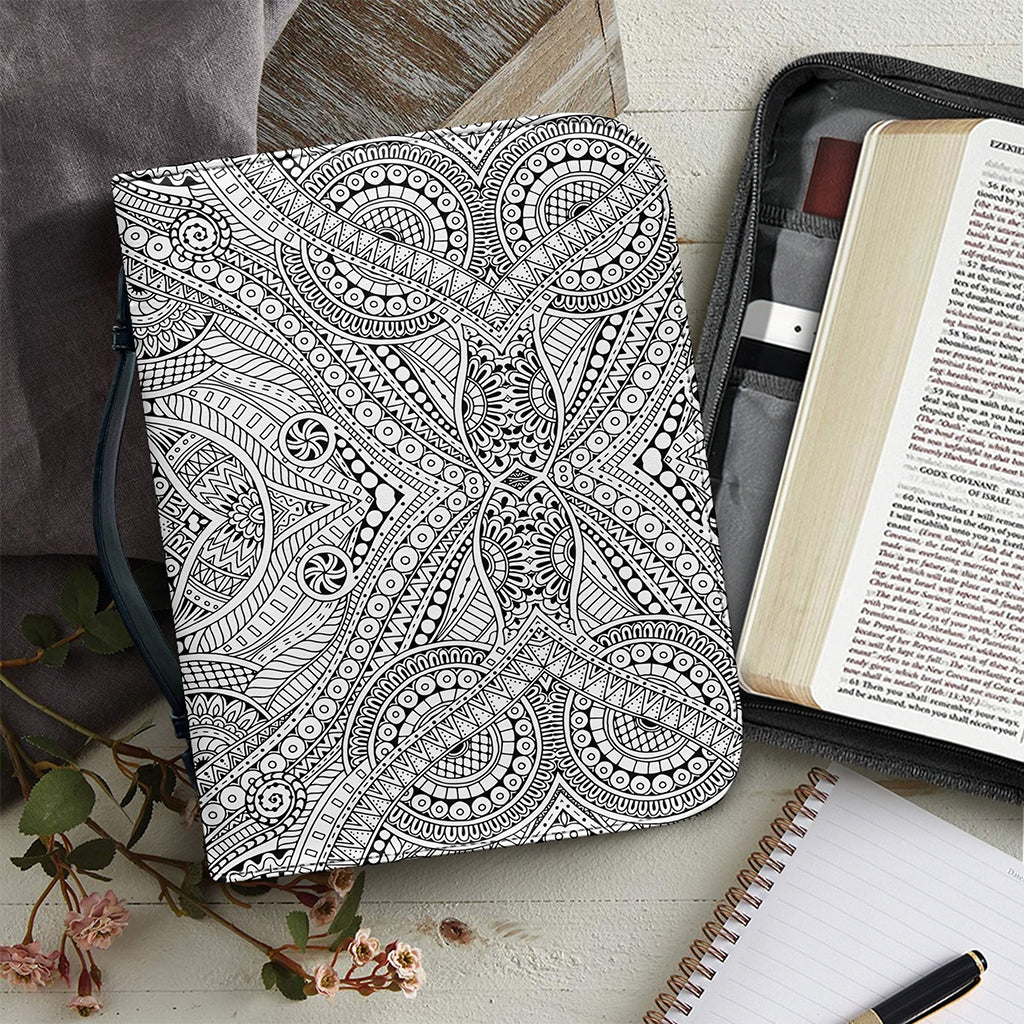 Ethnic Zentangle Pattern Print Leather Bible Cover