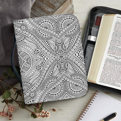 Ethnic Zentangle Pattern Print Leather Bible Cover