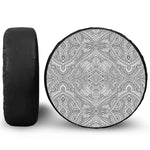 Ethnic Zentangle Pattern Print Leather Spare Tire Cover