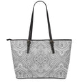 Ethnic Zentangle Pattern Print Leather Tote Bag With Zipper