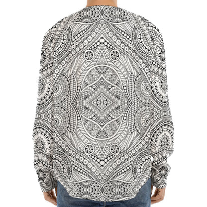 Ethnic Zentangle Pattern Print Long Sleeve Baseball Jersey