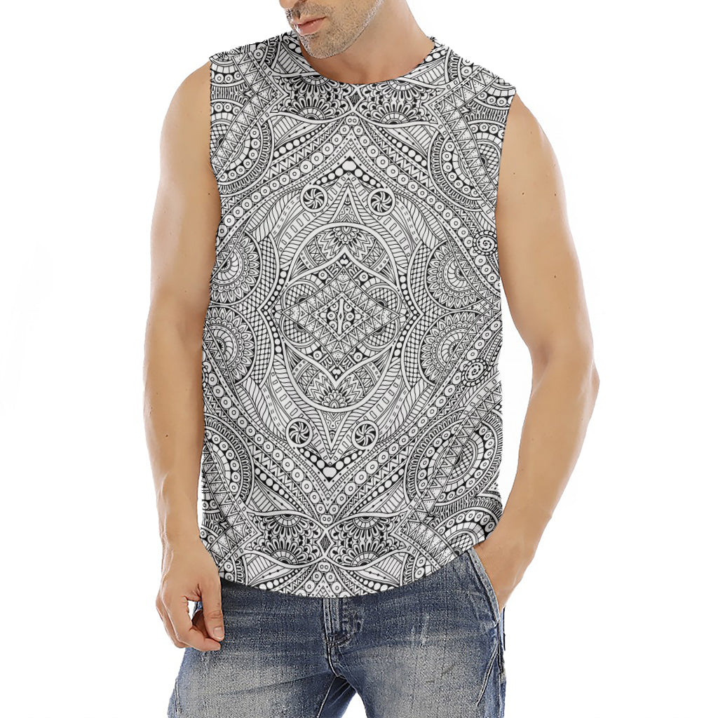 Ethnic Zentangle Pattern Print Men's Fitness Tank Top