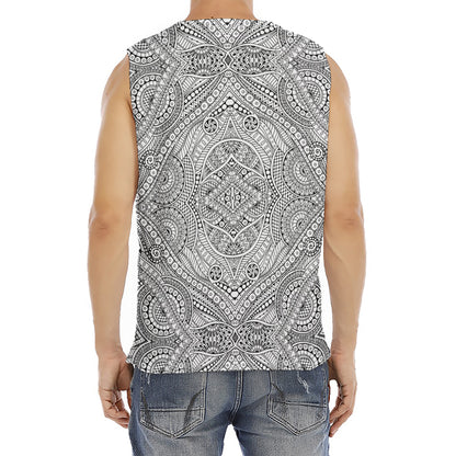 Ethnic Zentangle Pattern Print Men's Fitness Tank Top
