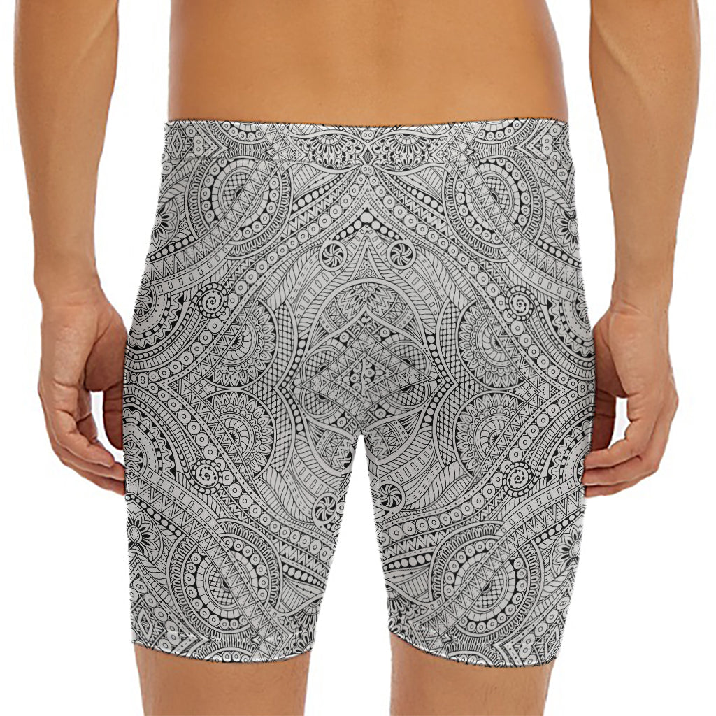 Ethnic Zentangle Pattern Print Men's Long Boxer Briefs