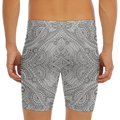 Ethnic Zentangle Pattern Print Men's Long Boxer Briefs