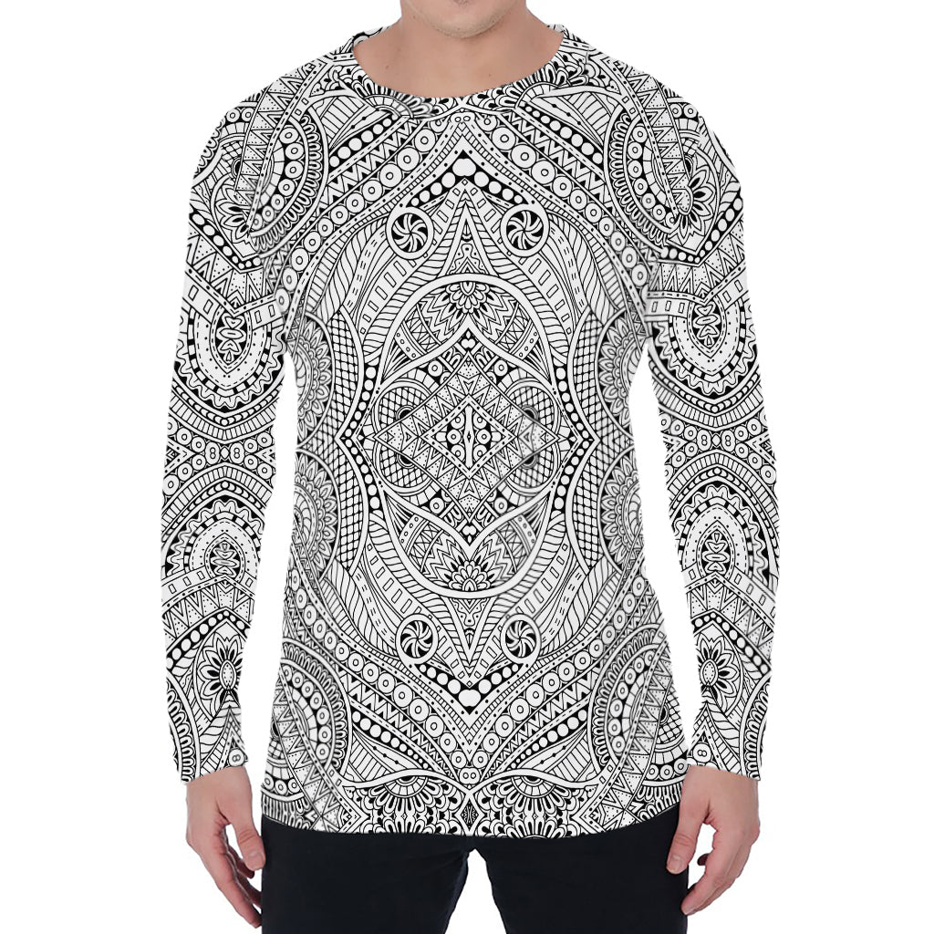 Ethnic Zentangle Pattern Print Men's Long Sleeve T-Shirt