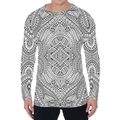 Ethnic Zentangle Pattern Print Men's Long Sleeve T-Shirt