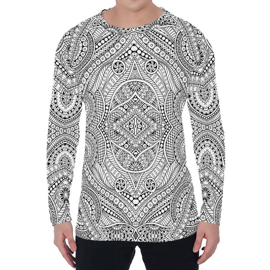 Ethnic Zentangle Pattern Print Men's Long Sleeve T-Shirt