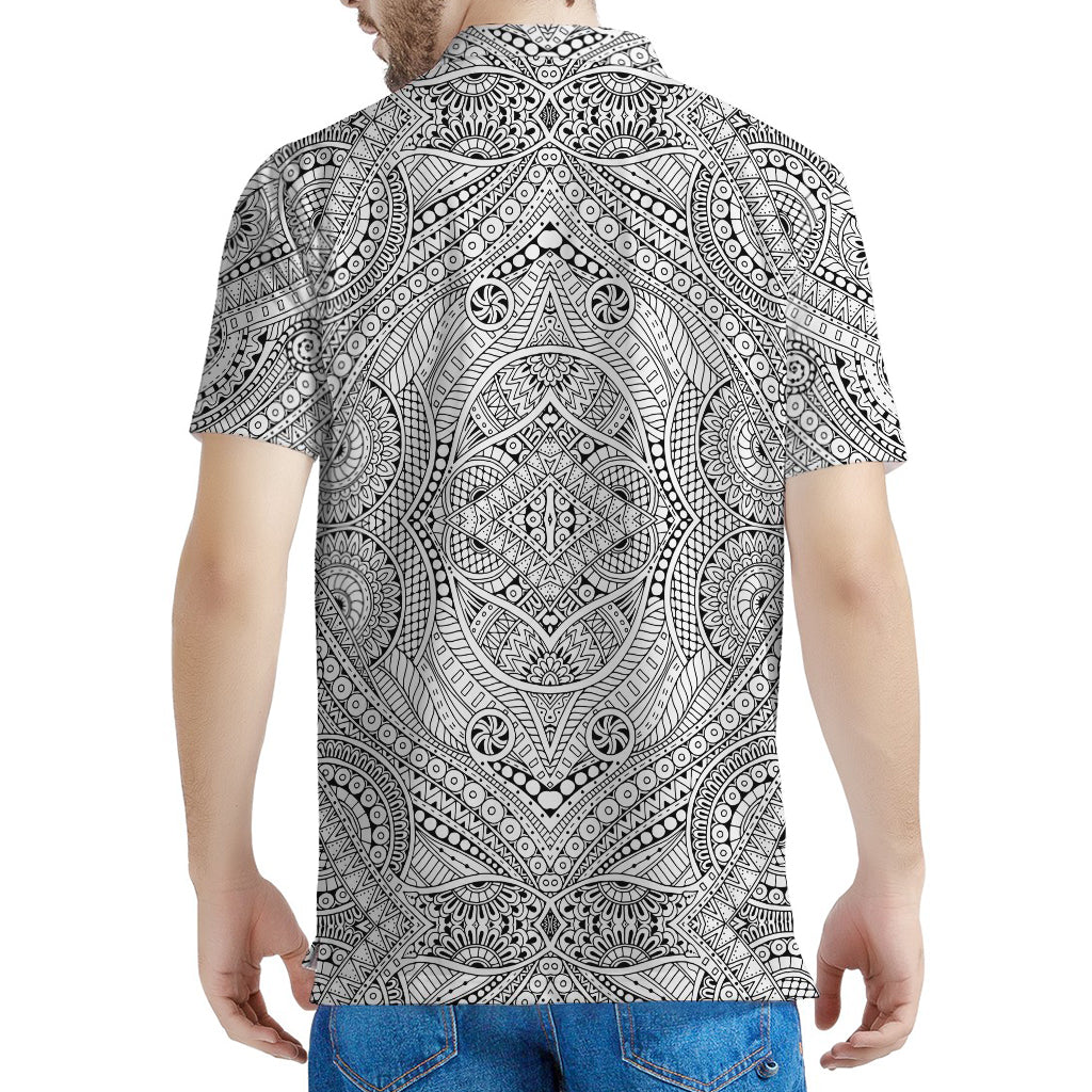 Ethnic Zentangle Pattern Print Men's Polo Shirt