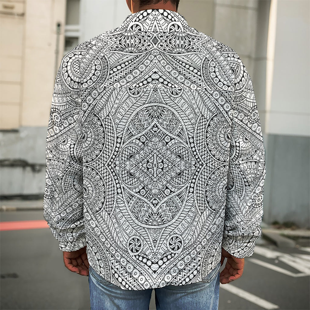 Ethnic Zentangle Pattern Print Men's Shirt Jacket