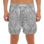 Ethnic Zentangle Pattern Print Men's Split Running Shorts