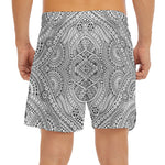 Ethnic Zentangle Pattern Print Men's Split Running Shorts