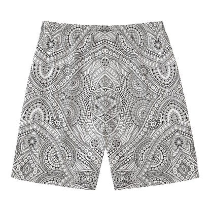 Ethnic Zentangle Pattern Print Men's Swim Trunks